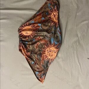 SHEIN Rust Orange, Blue and Brown Paisley Satin Scarf